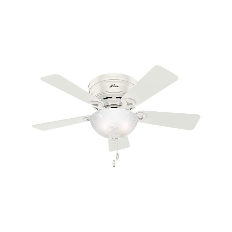 Hunter Fan Company 42-Inch Haskell Low Profile Indoor Living Room Ceiling 4 Blade Fan with Dimmable LED Light, Fresh White