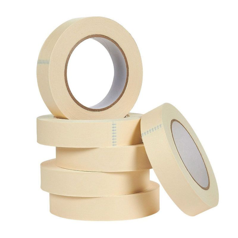 Juvale 6 Pack Beige White Masking Tape for Painting, 1" x 55 Yards