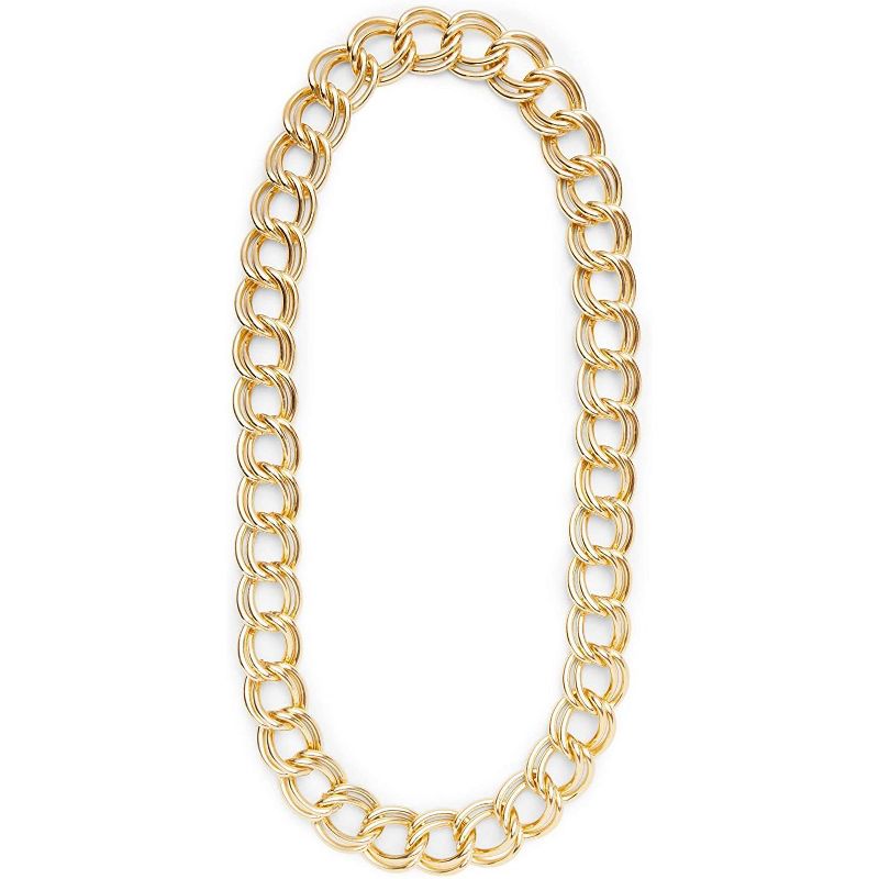 Spooky Central Gold Necklace Chain for Halloween & Hip Hop Party, Cuban Link, 36"