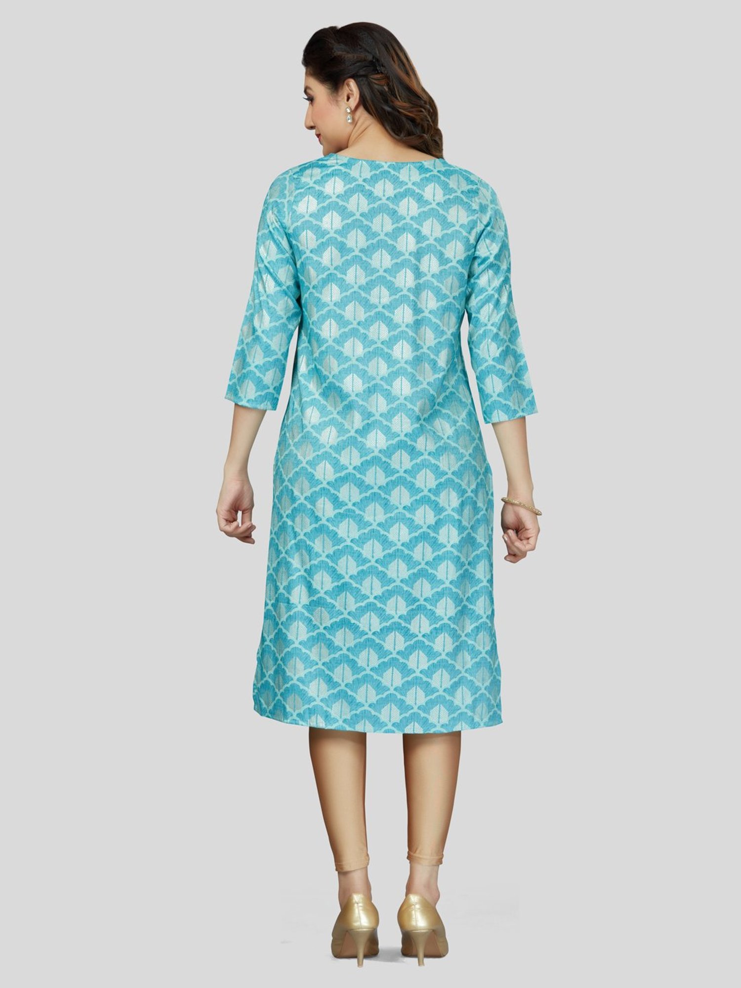 Saree Swarg Blue Printed Straight Kurta