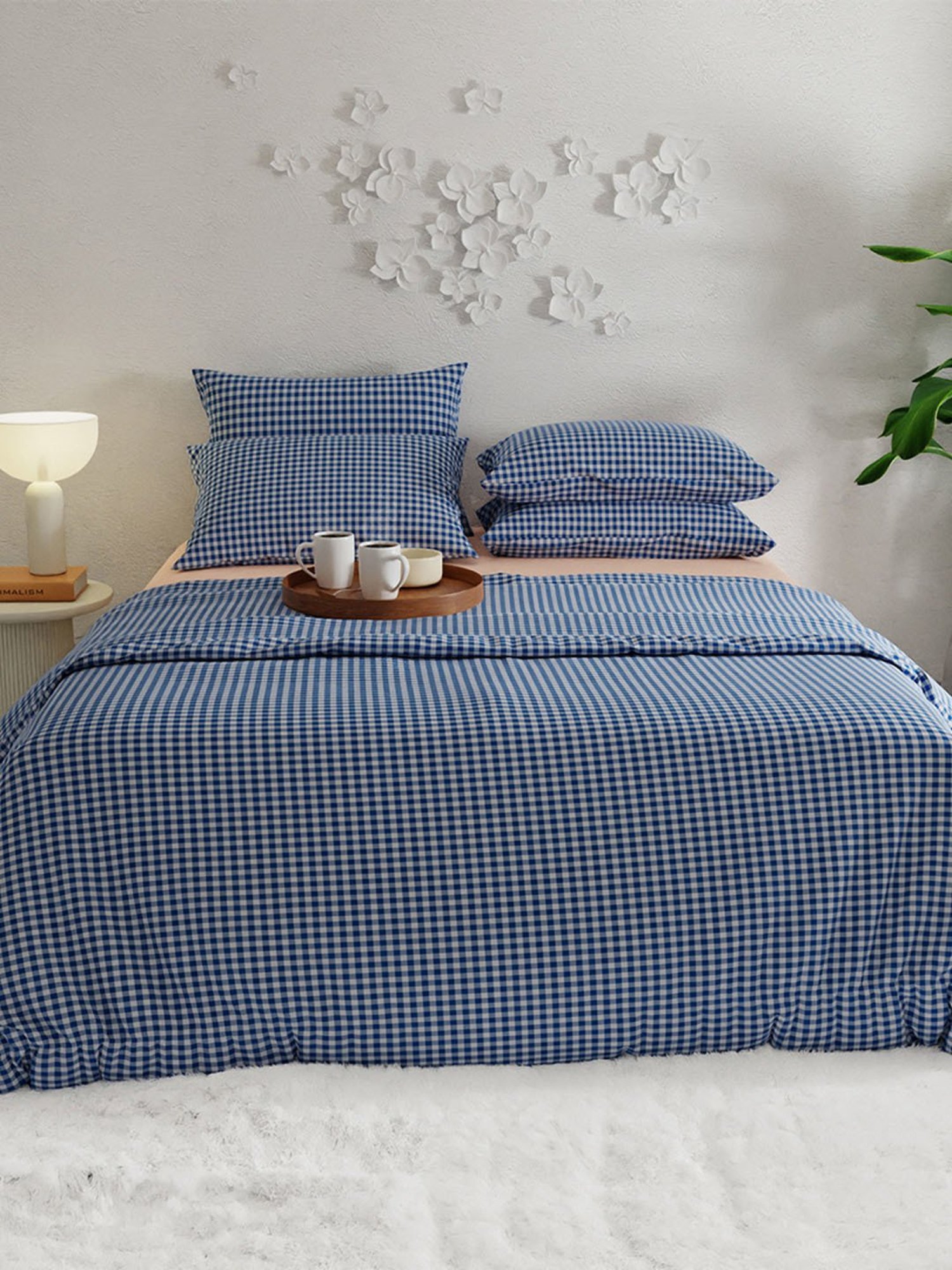 Stoa Paris Urbain Geometric Blue 230 TC Microfibre King Comforter with 4 Pillow Covers