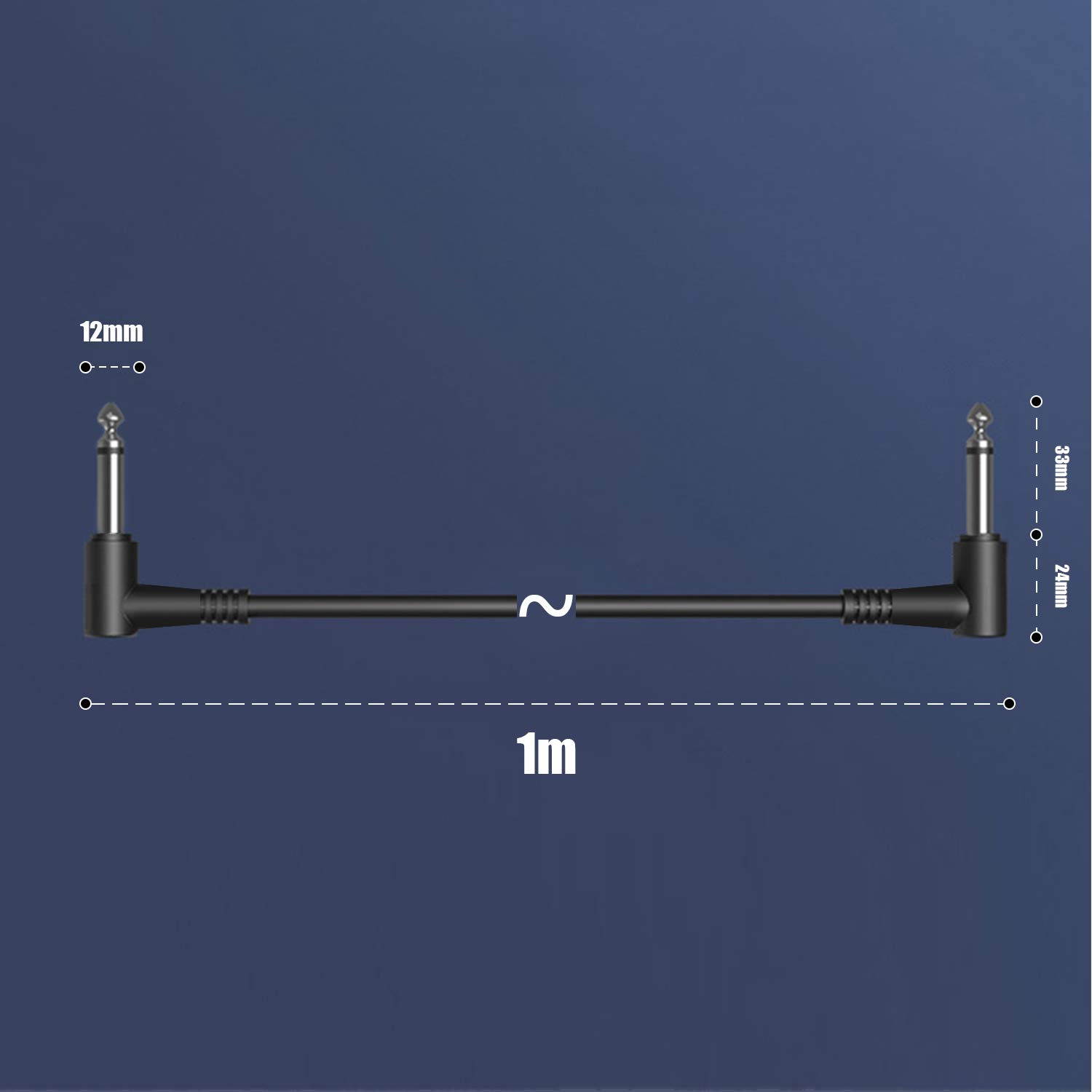 Guitar Patch Cable, Ancable 1/4 Inch Right Angle Pedals Cables for Insturment Effect Pedals (3 FEET, 1 PACK)
