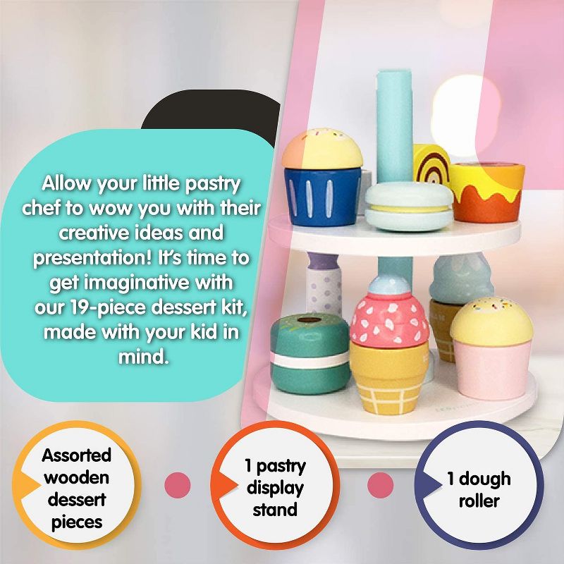 Melissa & Doug Stir and Serve Cooking Utensils (7pc) - Stainless Steel and Wood