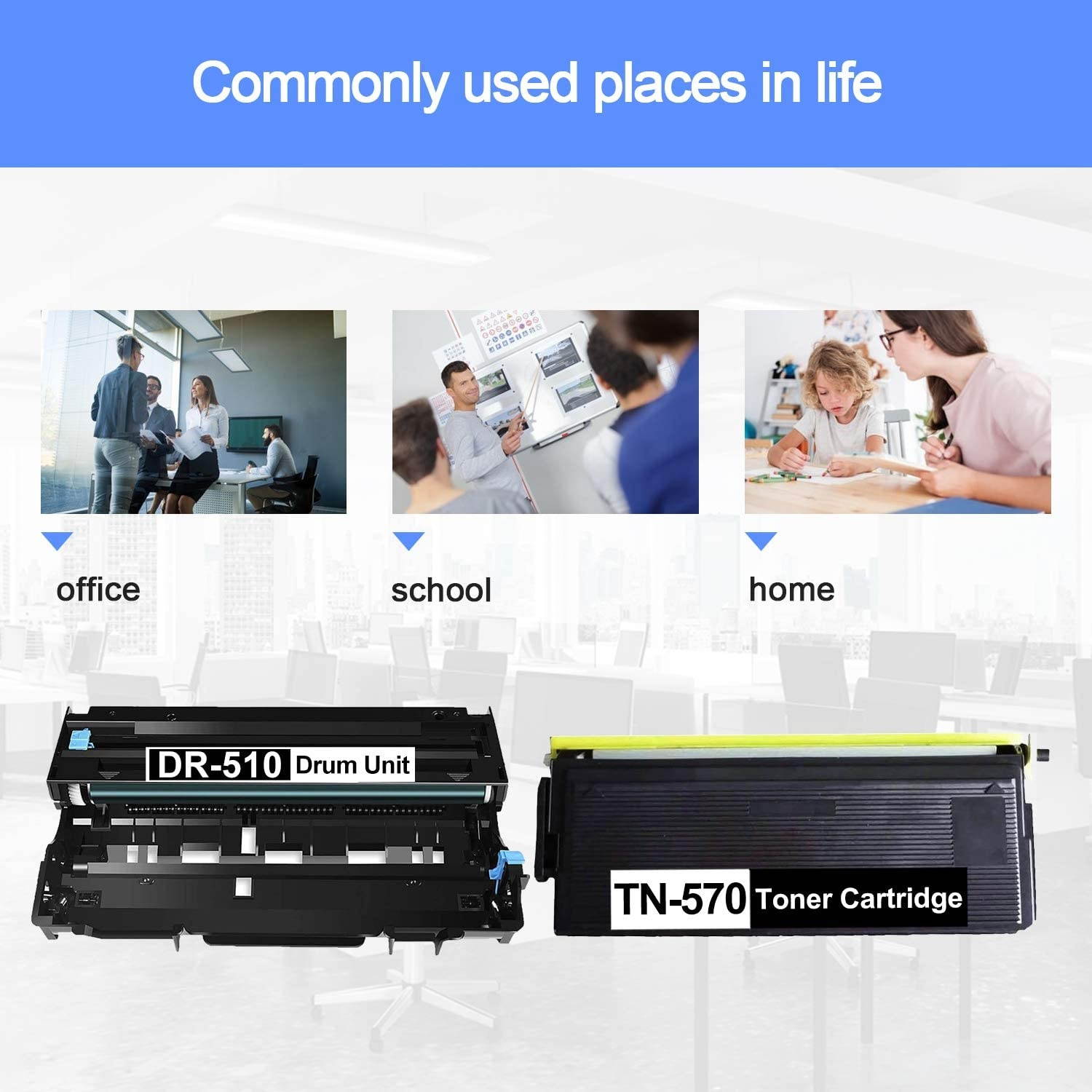 [High Yield] TN-570 Toner + DR-510 Drum Replacement for Brother DCP-8025DN 8040 8045D 8045DN 8020 MFC-8300 8600 9800 P2500 8120 8640D 8840DN Series Printer 2 Pack (1Toner+1Drum)