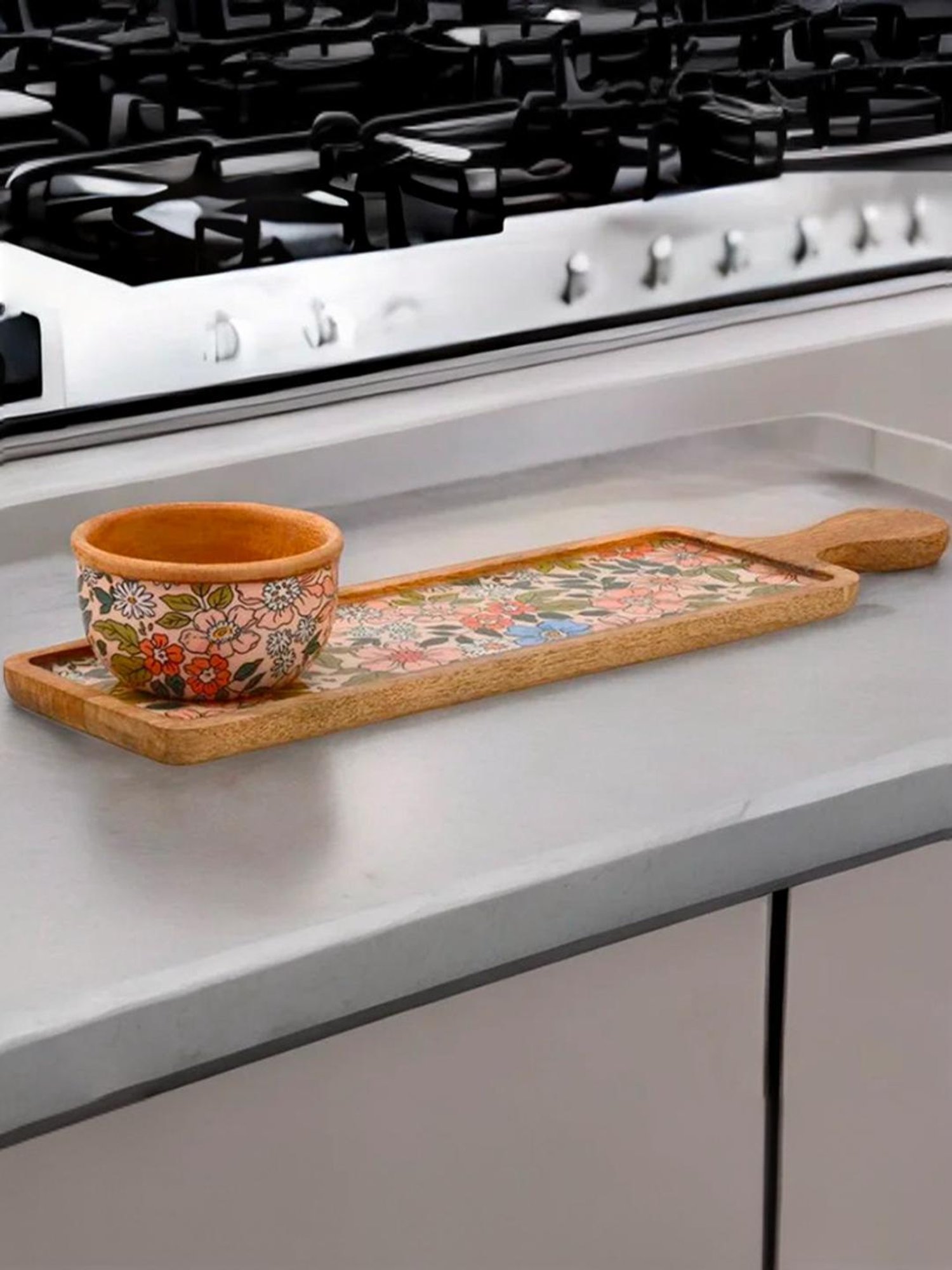 @Home Multicolor Mango Wood Serving Platter & Bowl Set