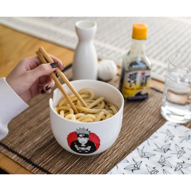 Just Funky Naruto "Eating Noodles" Japanese Dinner Set | 16-Ounce Ramen Bowl and Chopsticks
