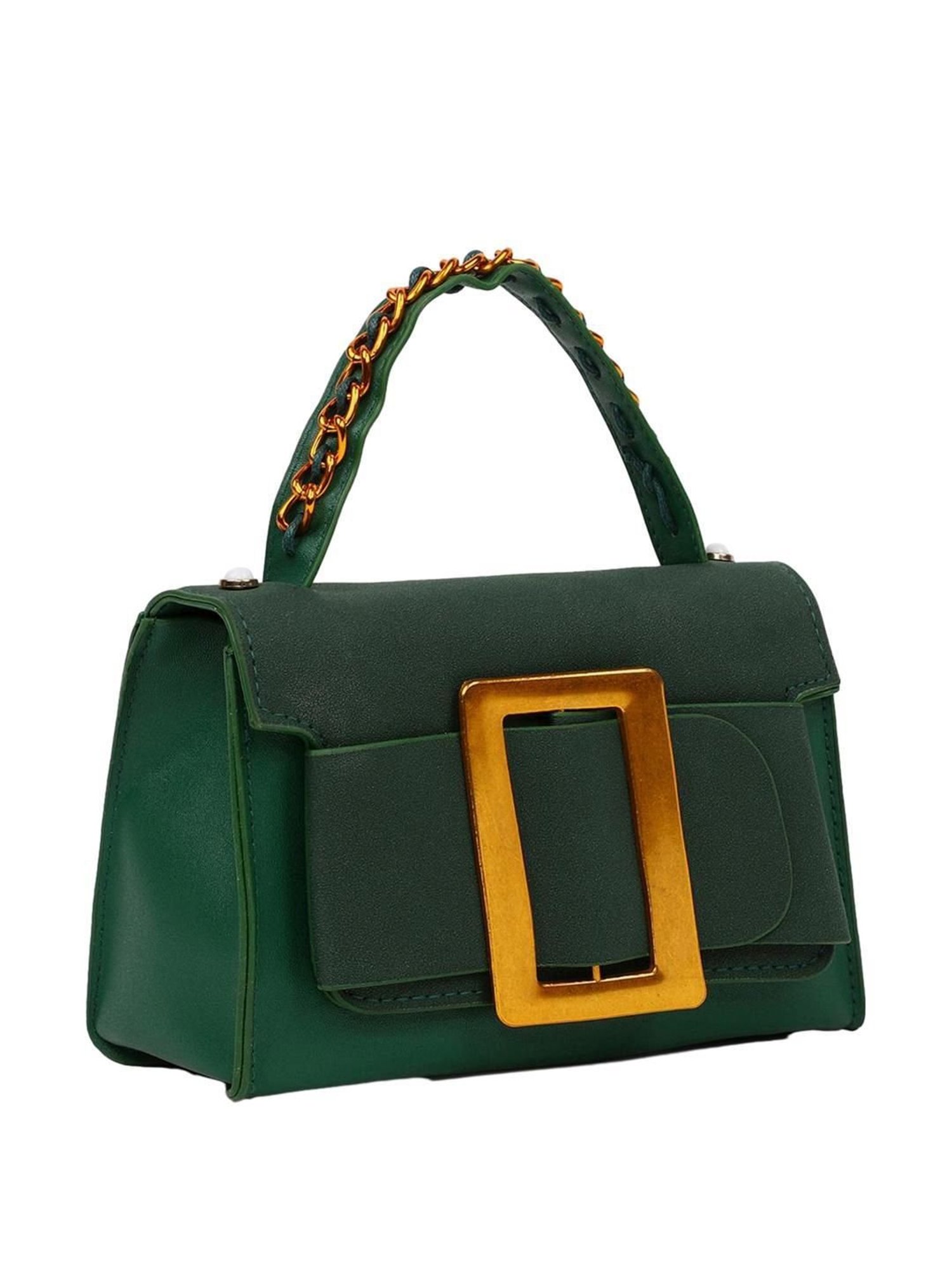 HauteSauce Green Solid Small Handbag