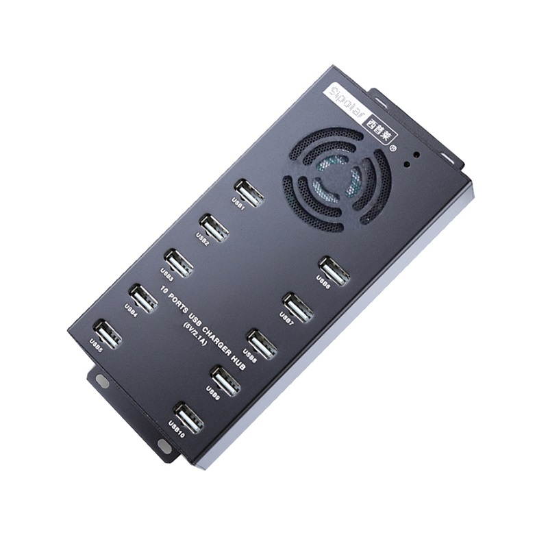 Sipolar Aluminum alloy 10 ports USB 2.0 data syncs and charger 2 in 1 hub with 12V 10A power adapter for phone tablets ipad charging Litecoin miners bitcoin minings a-400