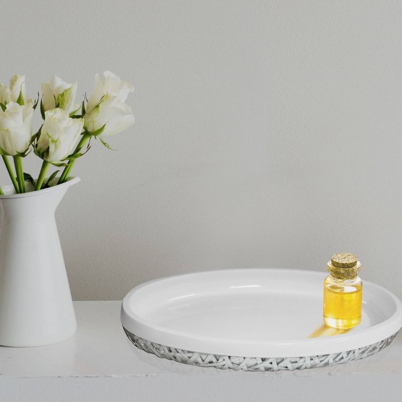 9pc Bali Resin Bath Accessory Set for Vanity Counter Tops White - Nu Steel