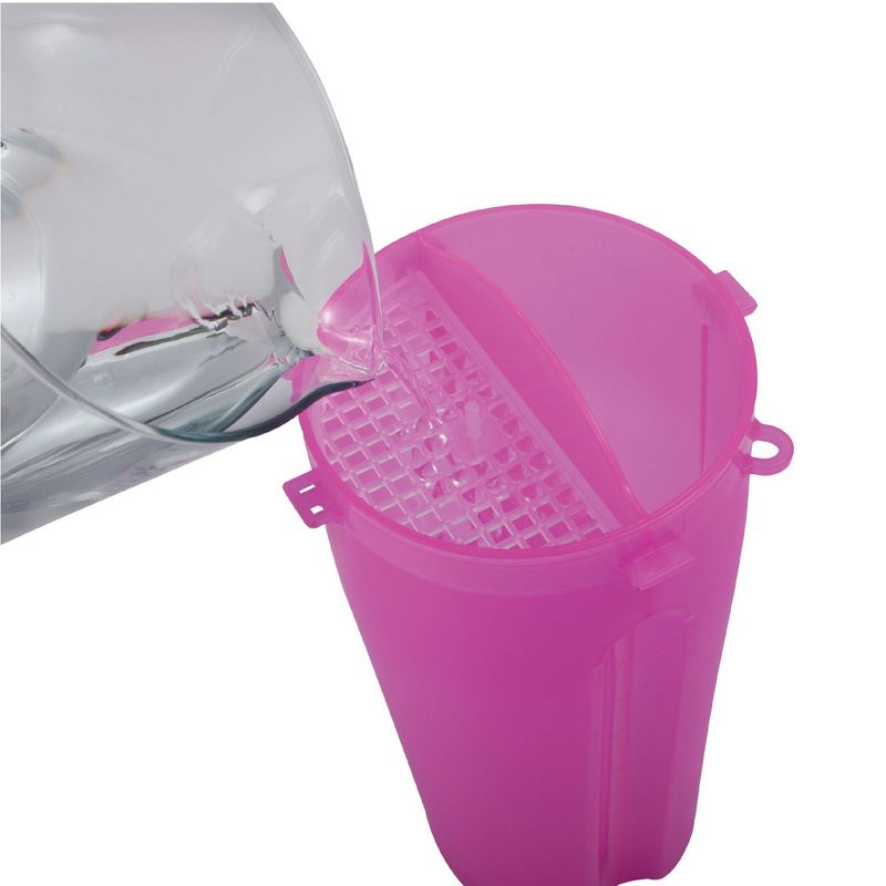 Pet Food Water Bottle 2-in-1 Portable with 2 Collapsible Bowls for Dog Travel Walking Hiking, Pink/Black