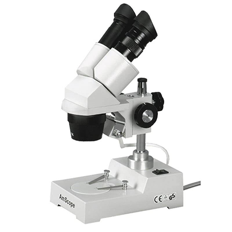 SE303-PZ Binocular Stereo Microscope, WF10x and WF20x Eyepieces, 10X/20X/30X/60X Magnification, 1X and 3X Objectives, Tungsten Lighting, Reversible Black/White Stage Plate, Pillar Stand, 110V