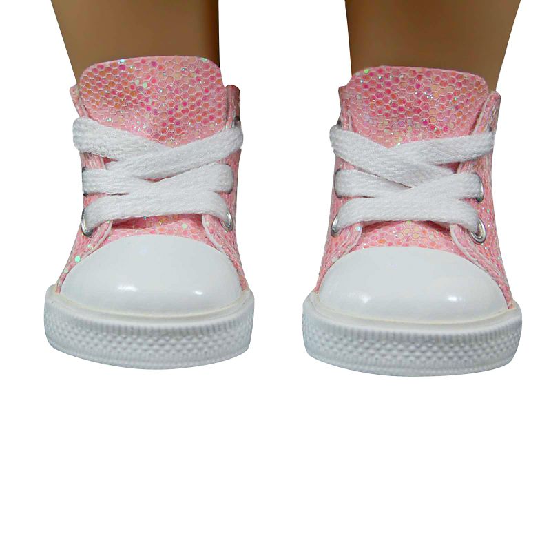 The Queen's Treasures 18 Inch Doll Clothes Accessory, Pink Sparkle Sneaker Plus Authentic Shoe Box