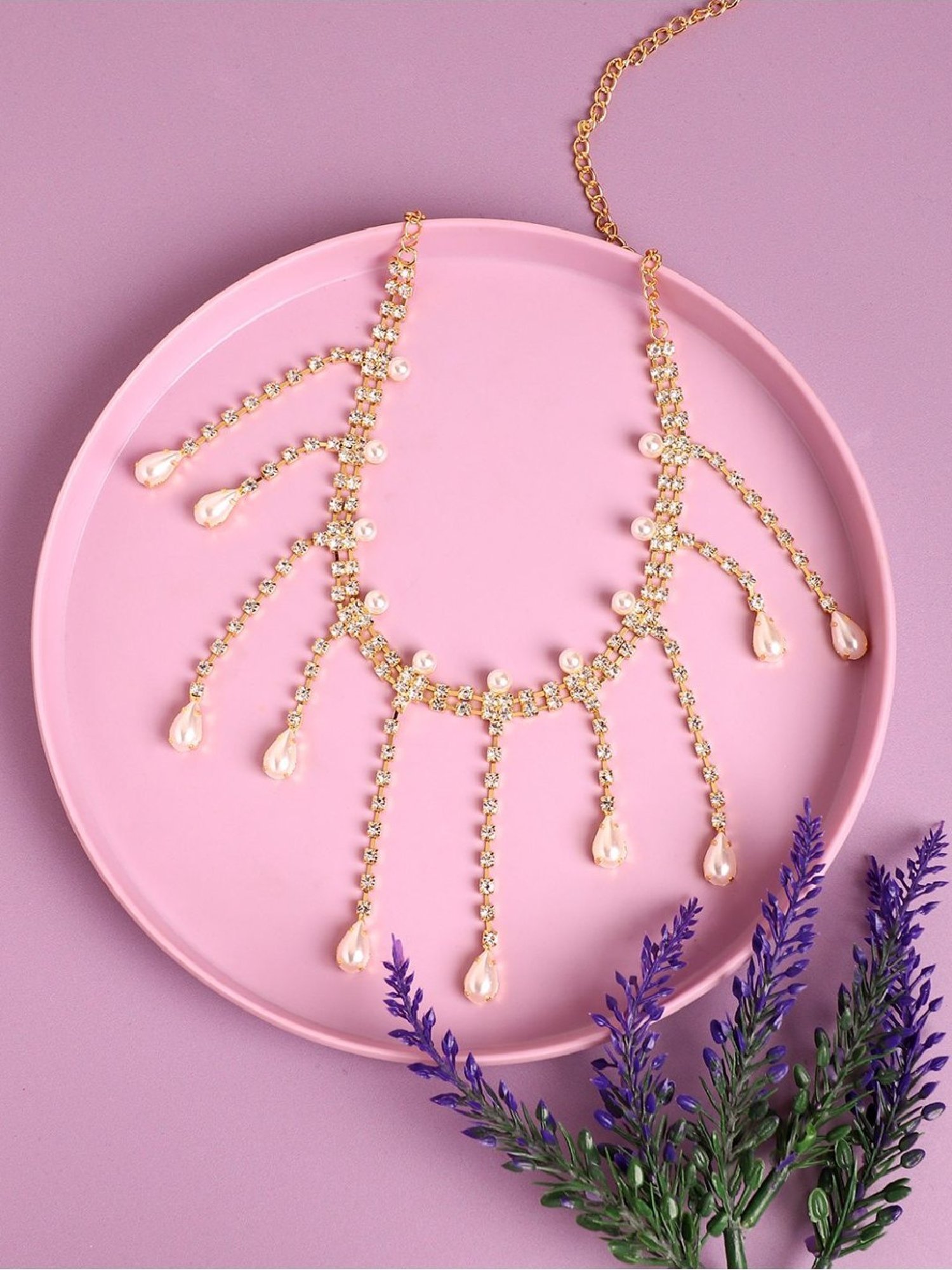 Sohi silver plated designer party necklace for women