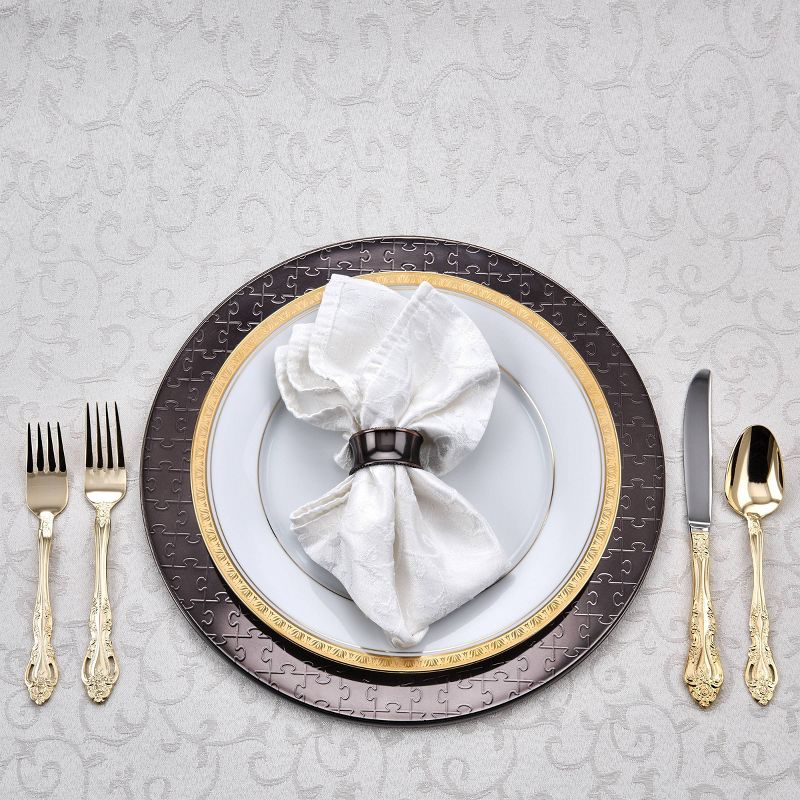 Old Dutch 13" 6pk Stainless Steel Mirror Puzzle Charger Plates Black