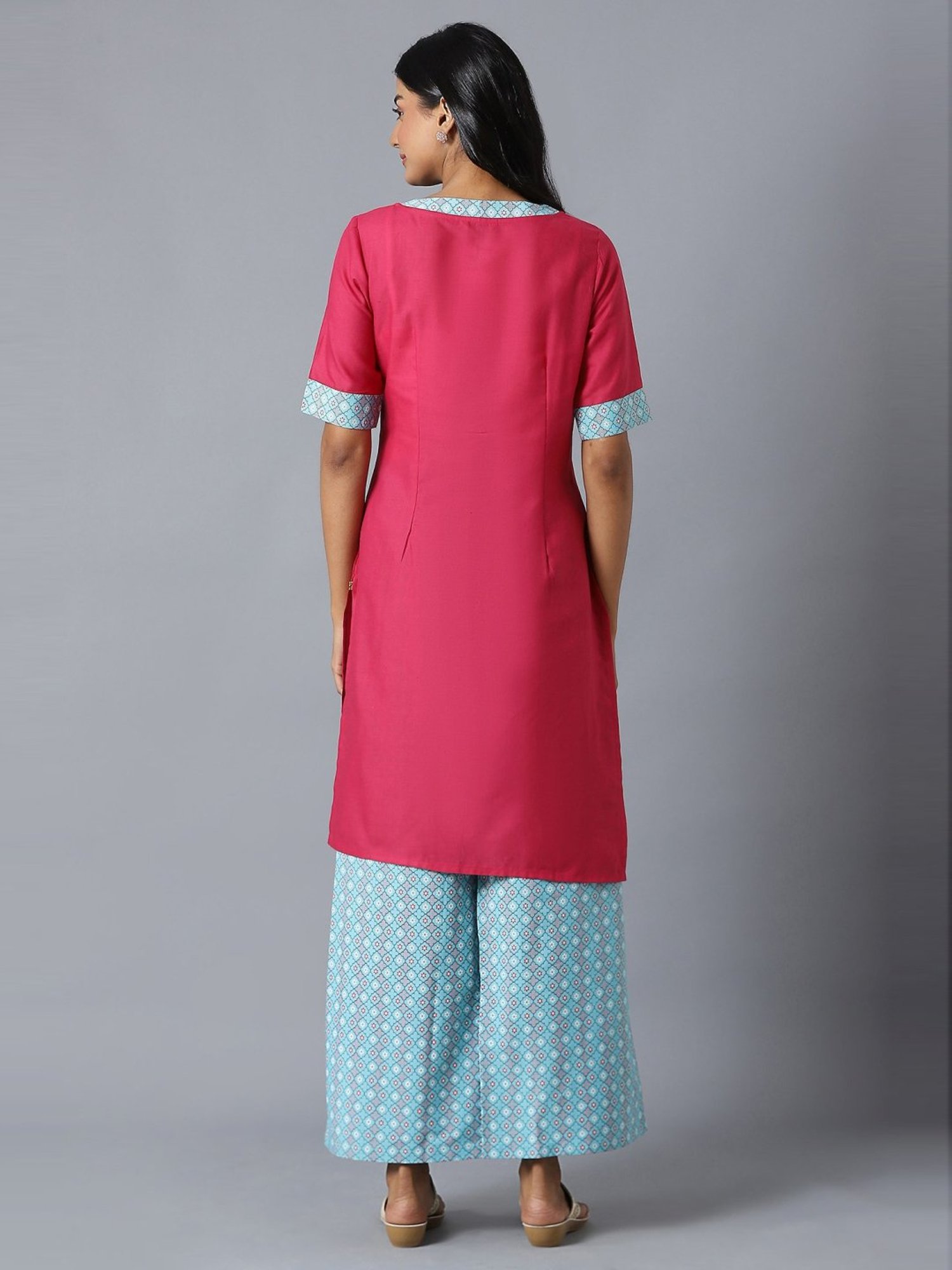 Aure by Aurelia Pink & Blue Kurta Palazzo Set