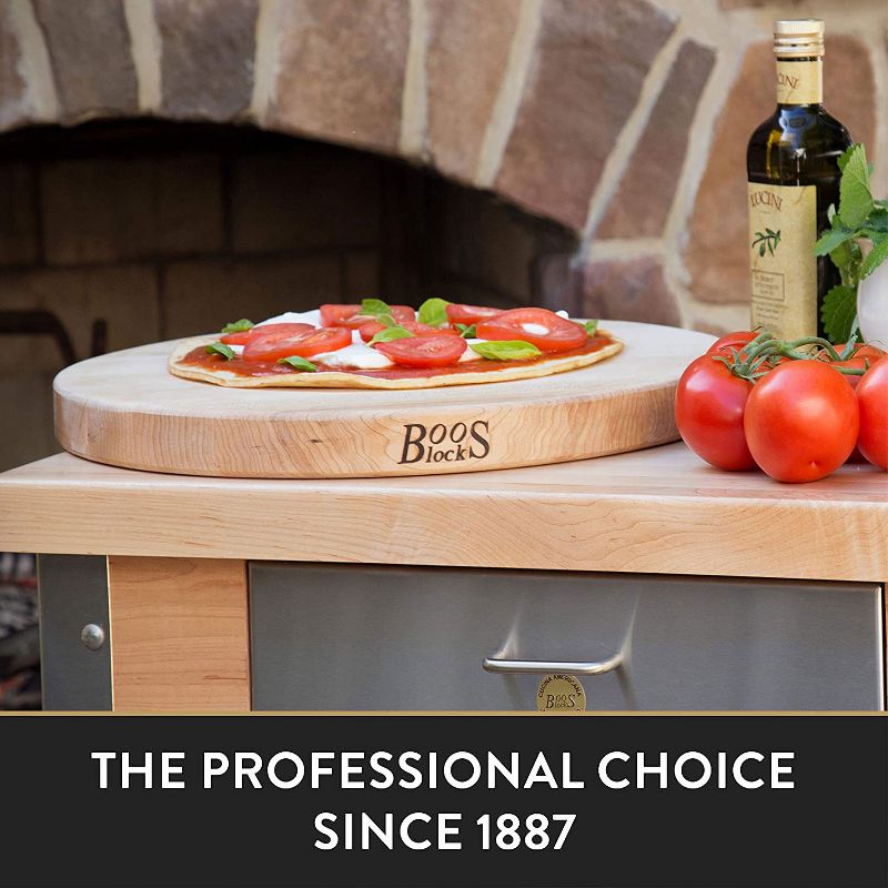 John Boos R18 R Board Wooden 18 Inch Diameter 1.5 Inch Thick Reversible Round Circular Carving Cutting Board, Maple Wood