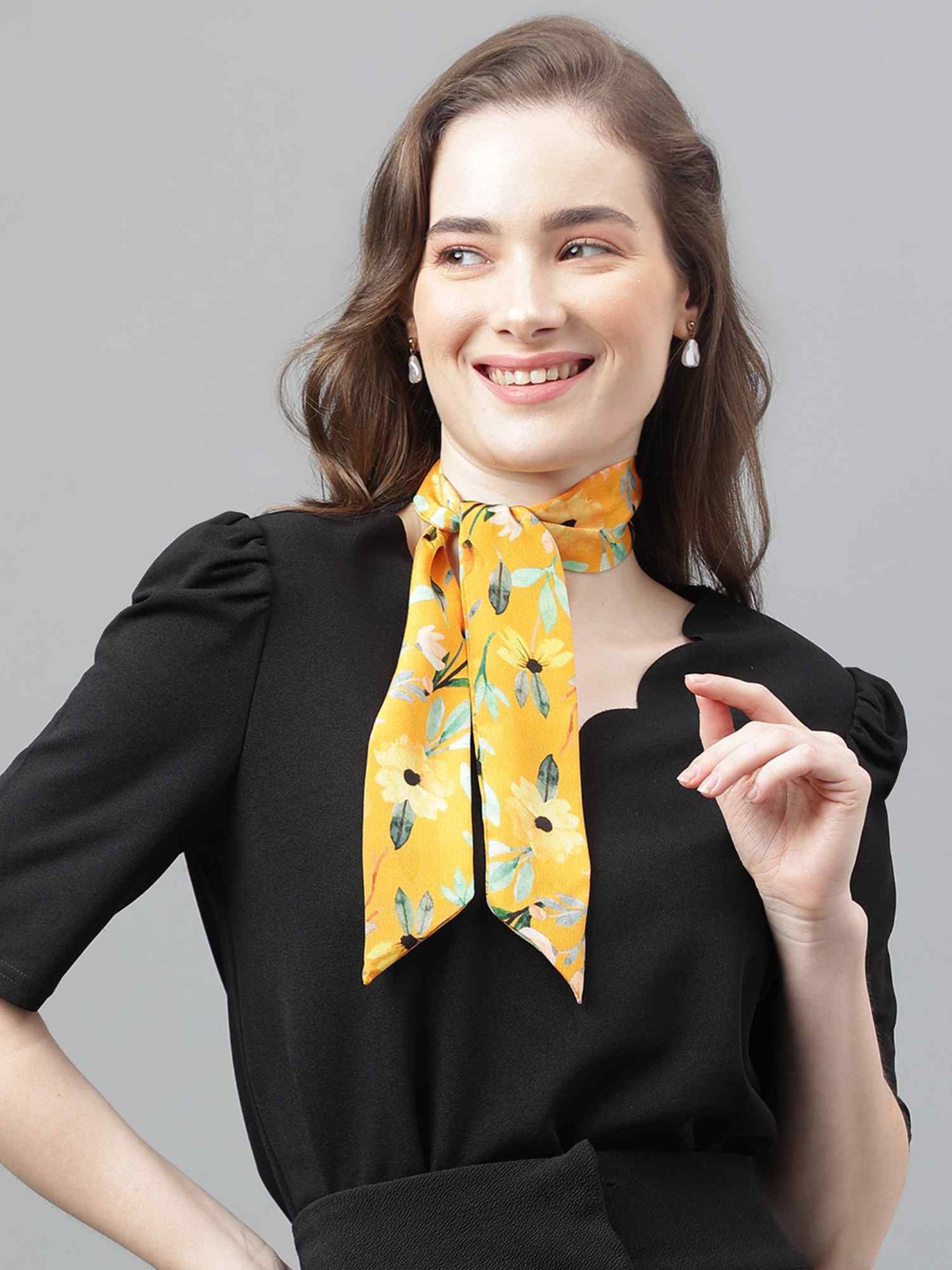 Tossido Yellow Floral Scarf & Bag Scarf Set