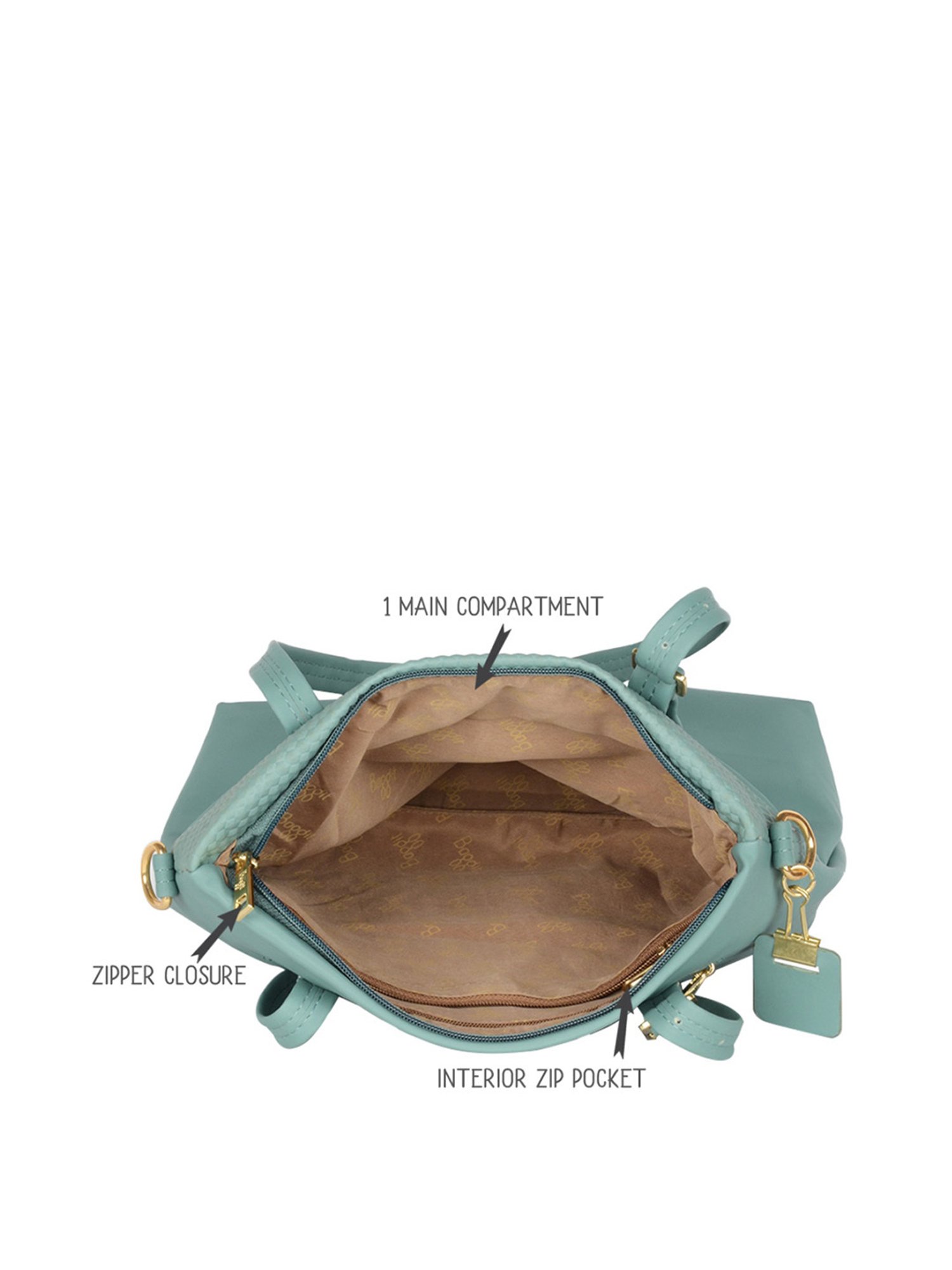 Baggit Green Textured Medium Tote Handbag