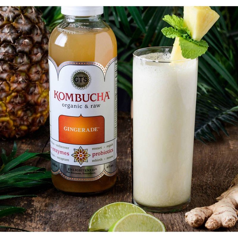 G.T.'s Enlightened Gingerade Organic Vegan Raw Kombucha - 16 fl oz Bottle
