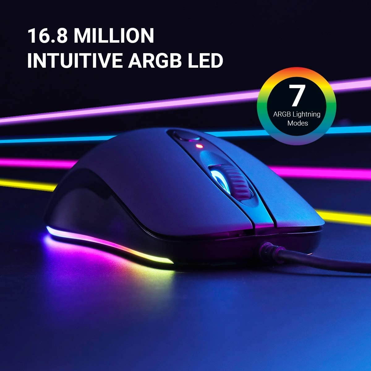 ABKONCORE A530 Gaming Mouse [4000DPI] Wired Computer Mouse RGB Backlit Mice with 8 Programmable Buttons 80g Lightweight Design 16M Color 4000 DPI Adjustable PC Gaming Mouse for Laptop PC Mac