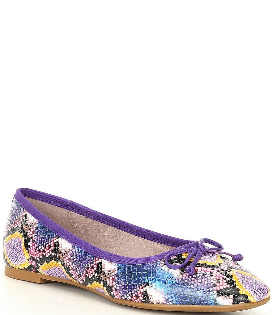 Deltan Quinn Snake Print Square Toe Ballet Flats