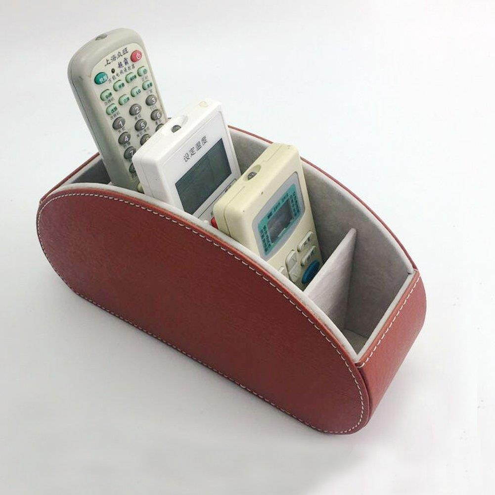 Fosinz Remote Control Holder Organizer Leather Control Storage TV Remote Control Organizer with 5 Spacious Compartments (Black+Brown)