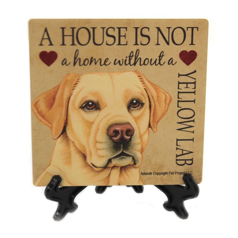 Animal 4.0" Yellow Lab Home Cork Back Coaster Easel Sjt Enterprises  -  Coasters