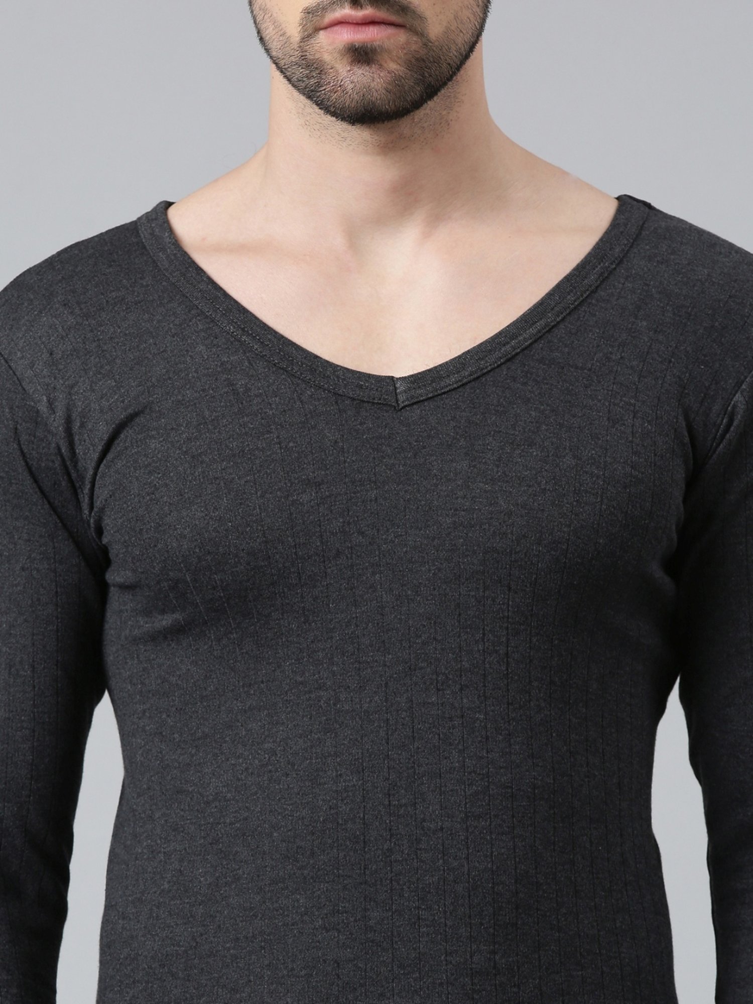 Dixcy Scott Maximus Dark Grey Melange Cotton Skinny Fit Thermal Top