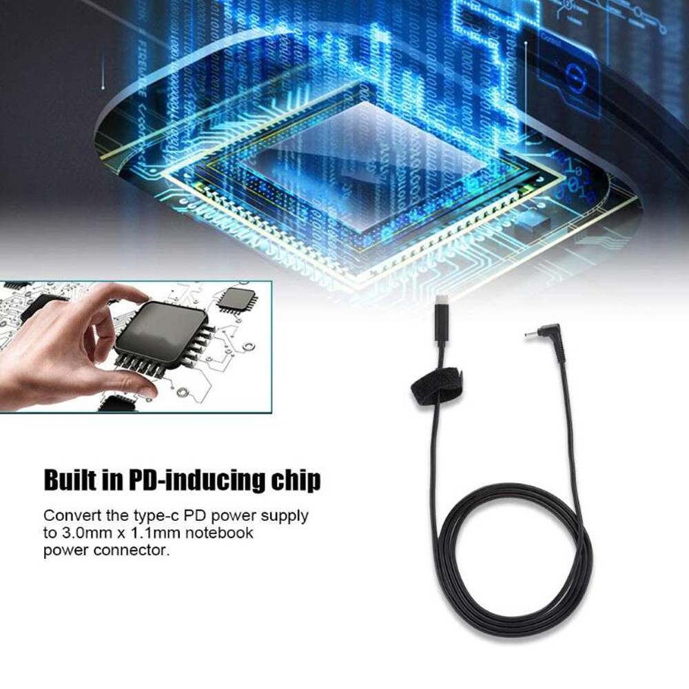 USB-C to DC Tip 3.0x1.1mm Power Cable for Acer Aspire S3 S5 S7 P3 Iconia Tab W500 W700 Samsung Series 5 9 Ultrabook Asus Zenbook UX21 UX21E UX31 Transformer Book T200 T200T T200TA T300CHI T300 (black)