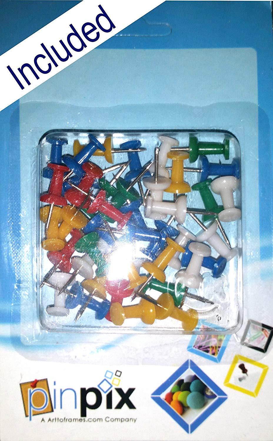 PinPix decorative pin cork bulletin board made from self-healing canvas, Seamless Retro Design printed at 18x12 Inches and framed in Satin White Frame(WOM59504)