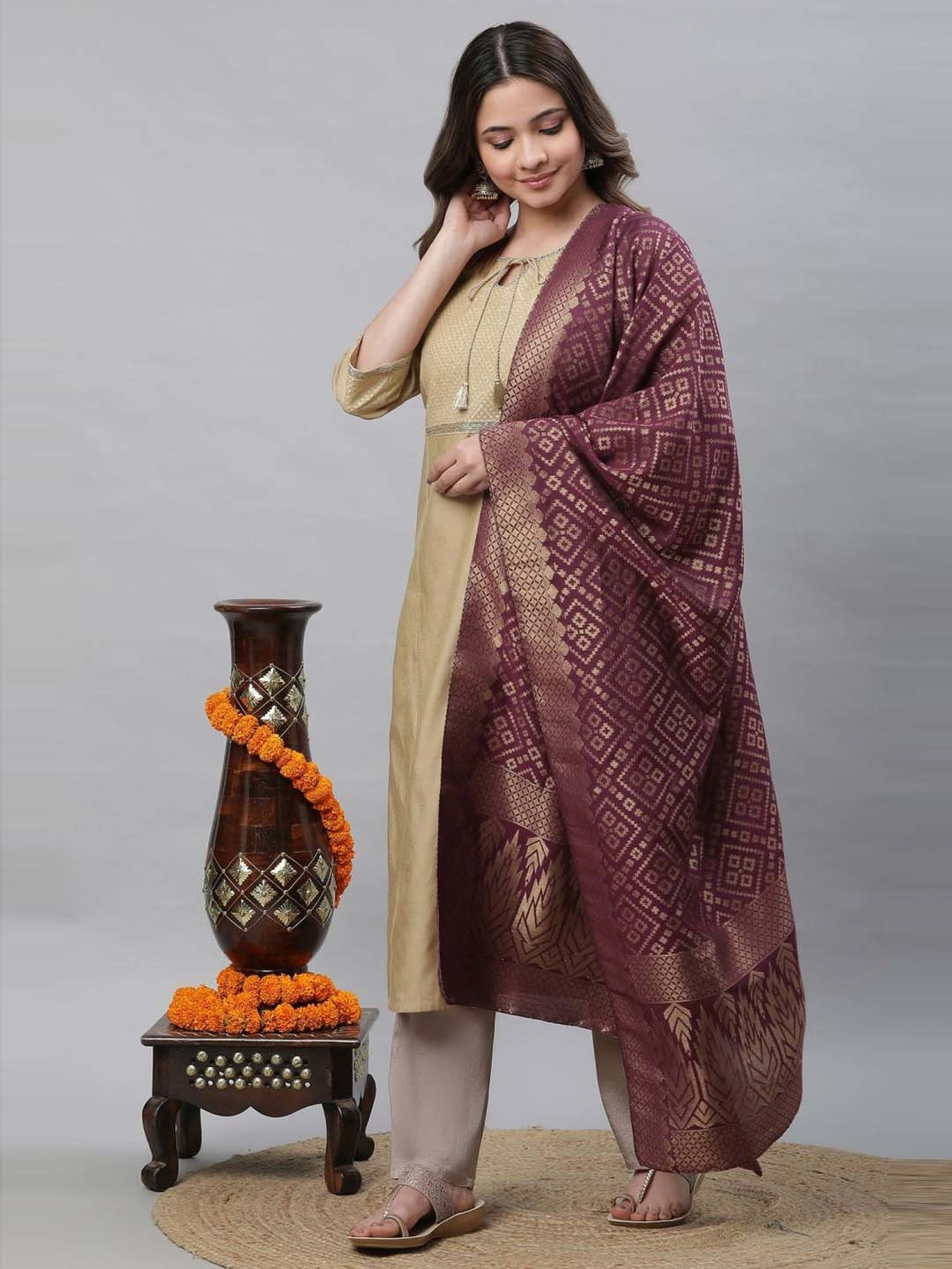 Aurelia Purple Woven Pattern Dupatta