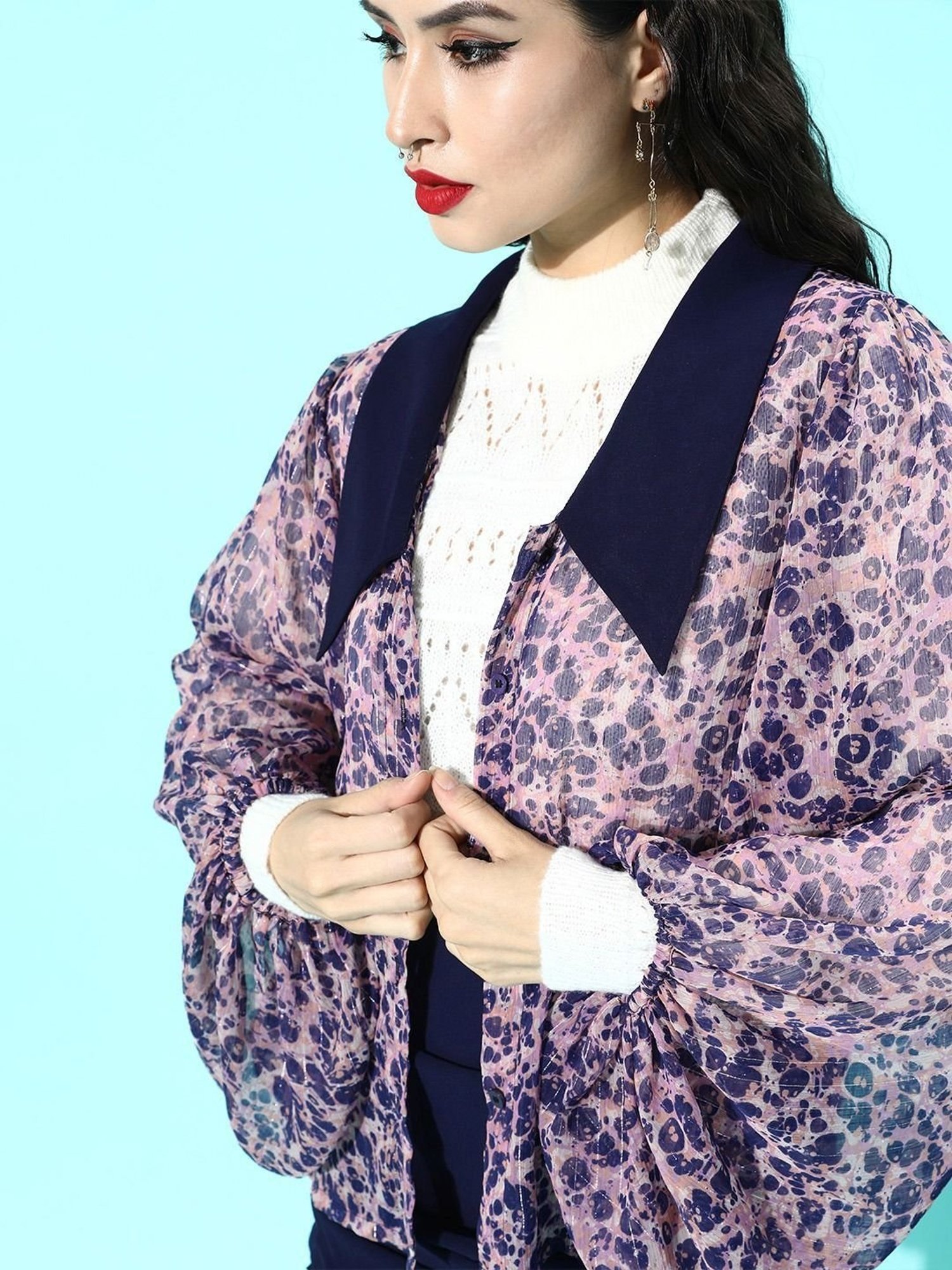 Anvi Be Yourself Purple & Blue Printed Shirt