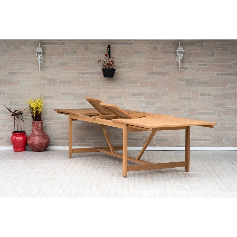 Elvis 9pc Rectangular Teak Finish/Resin Double Leaf Extendable Patio Dining Set - Gray - Amazonia