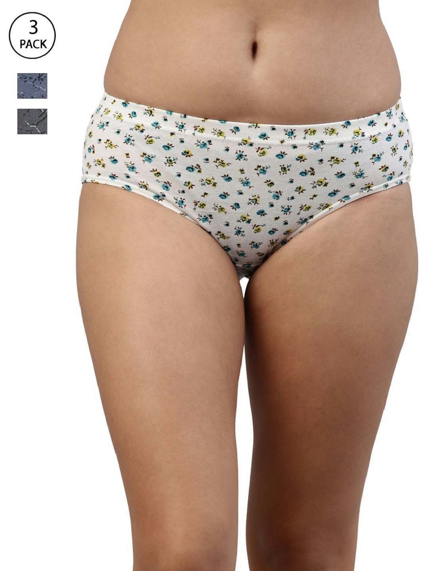 FEELINGS Assorted Color Cotton Printed Hipster Panties - Pack of 3