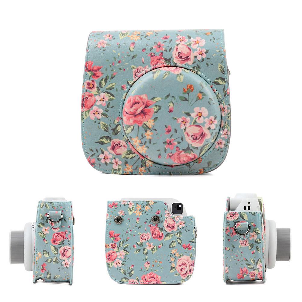 Blue Rose Protective Camera Case Bag Compatible for Fujifilm Instax Mini 8+/ 8/9 Instant Camera Bag with Adjustable Strap