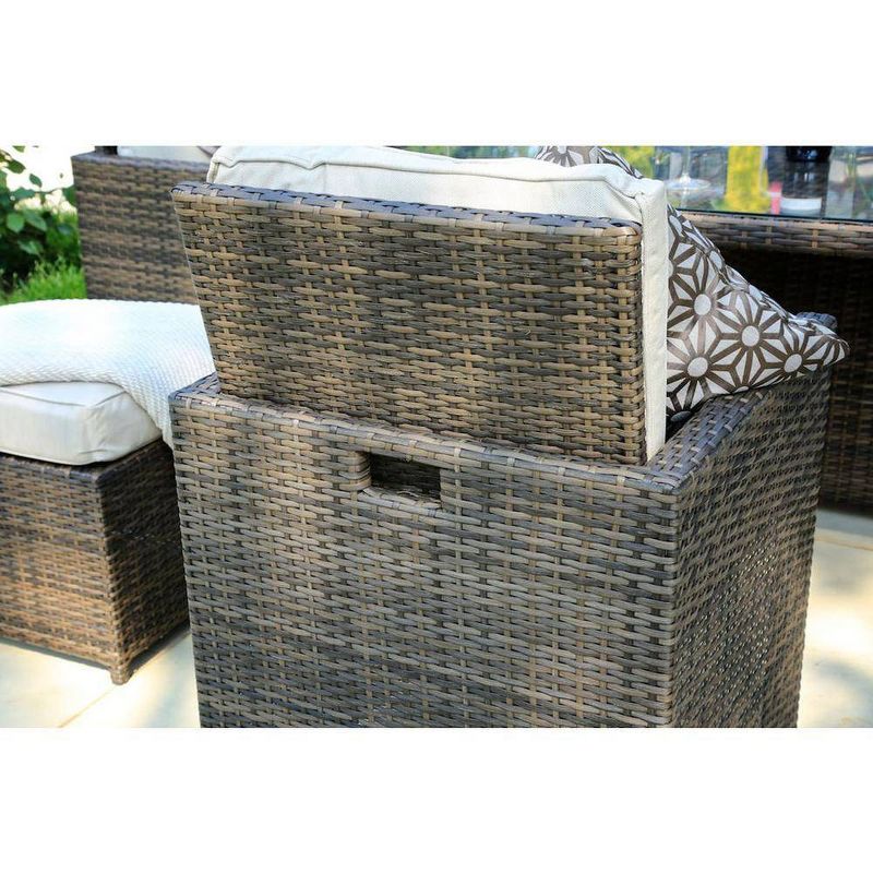 Adella 9pc Patio Wicker Glass Top Dining Set - Direct Wicker