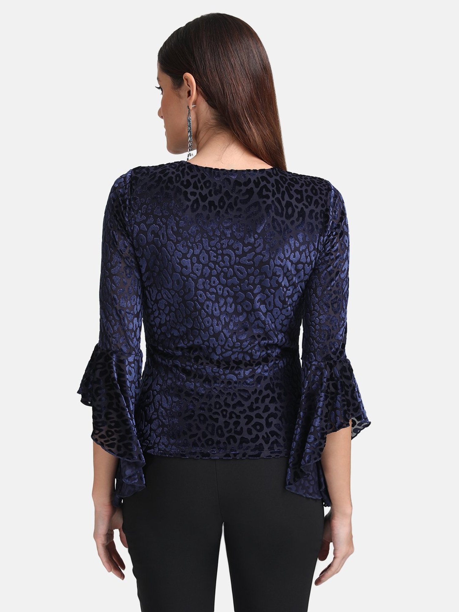 Kazo Navy Animal Print Top