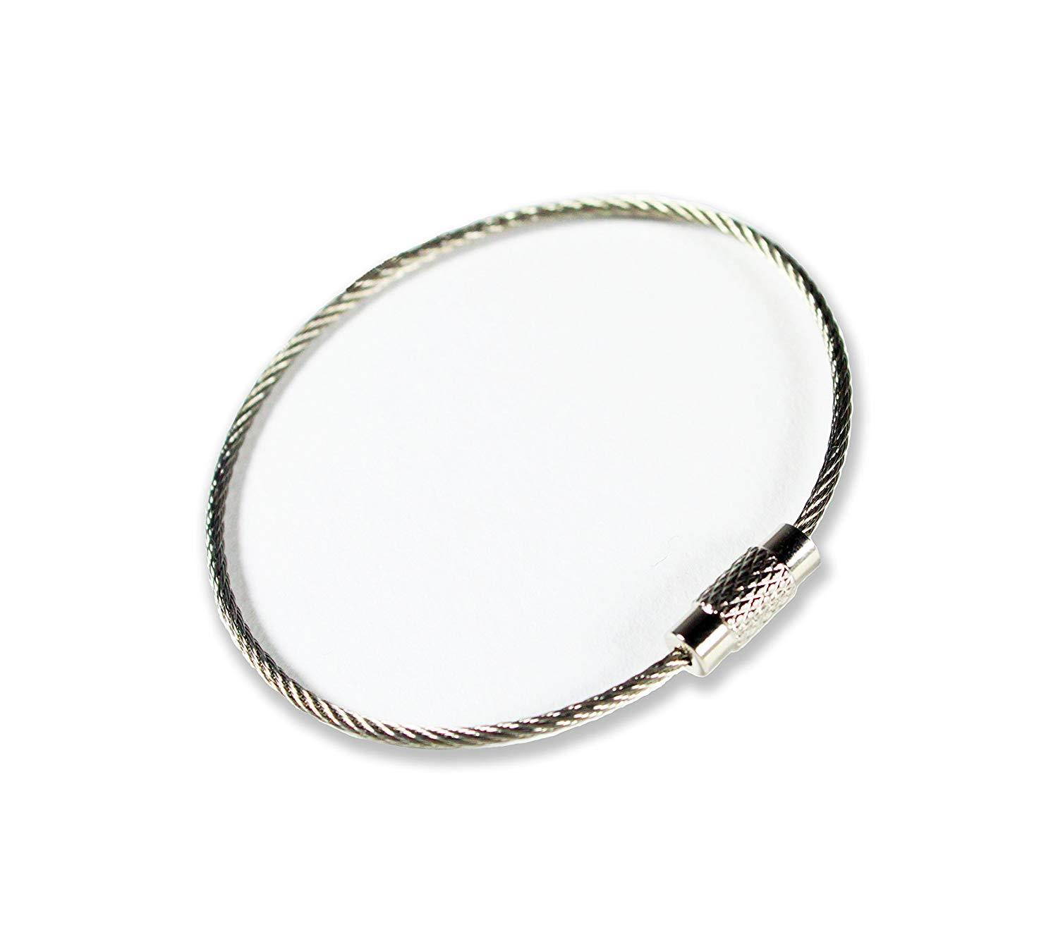 Stainless Steel Wire Keychains 1.5mm 6.3 Inches Aircraft Cable Key Ring Loops for Hanging Luggage Tags or ID Tags (25 Pack)