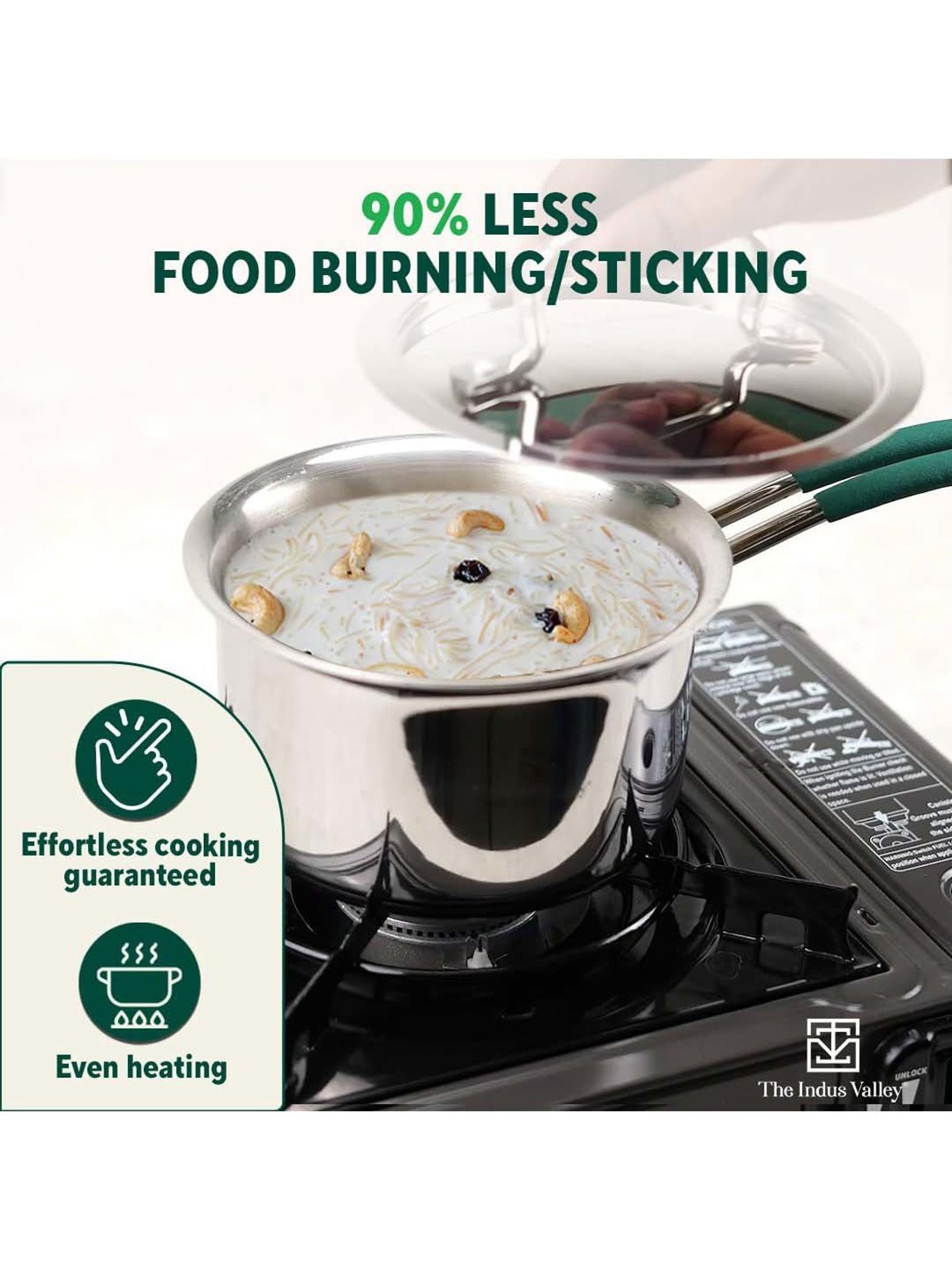 The Indus Valley Silver Stainless Steel 21.33 cm Saucepan With Steel Lid (3 L)