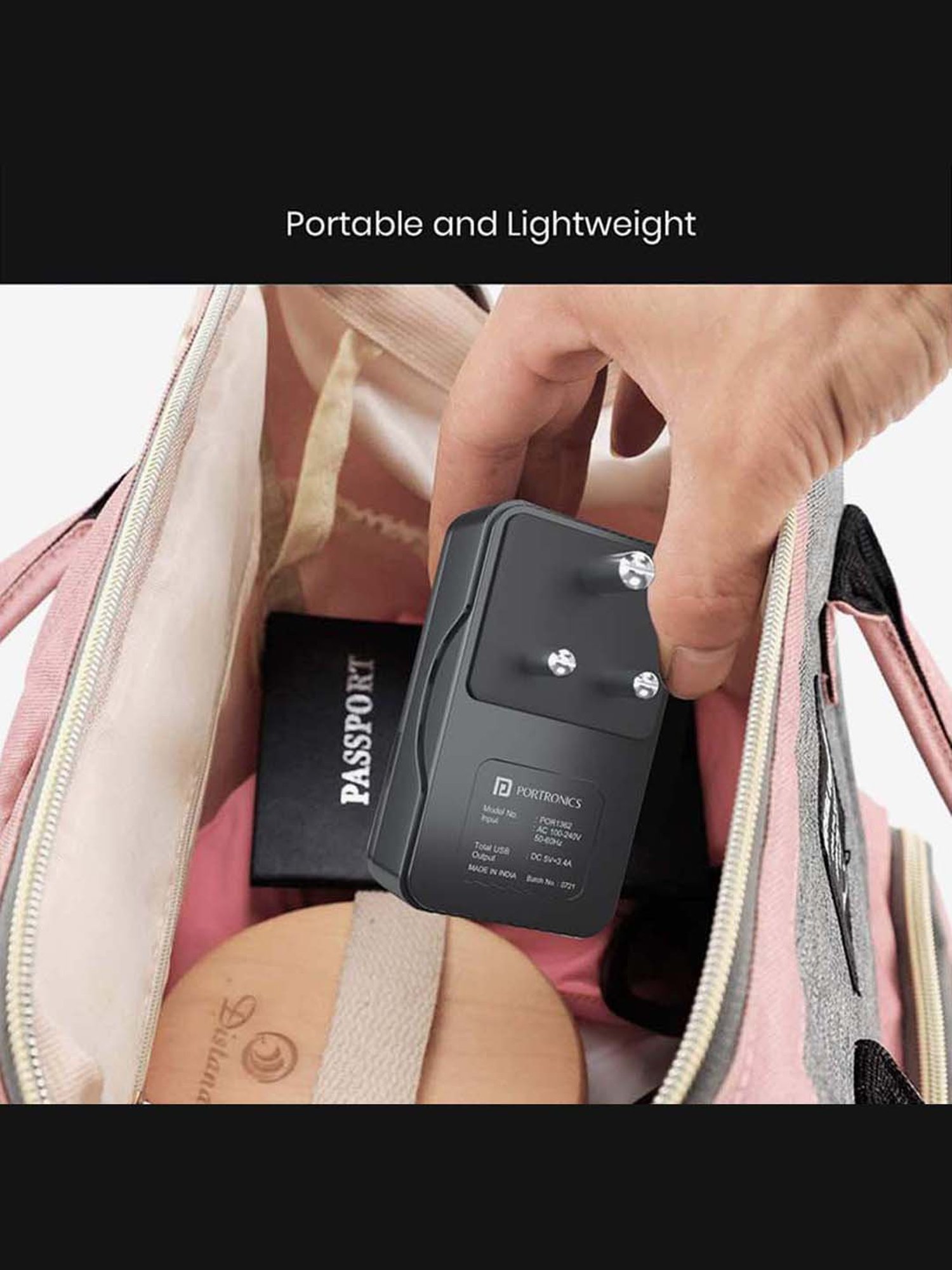 Portronics Adapto III POR-1362 Adapter with Dual USB Port and AC Socket (Black)