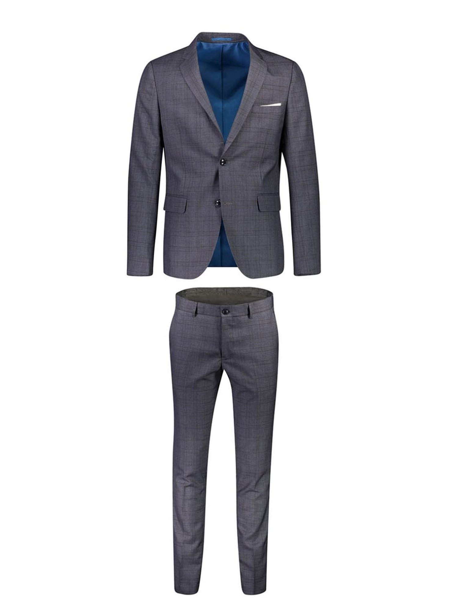 Lindbergh Grey Slim Fit Checks Two Piece Suit