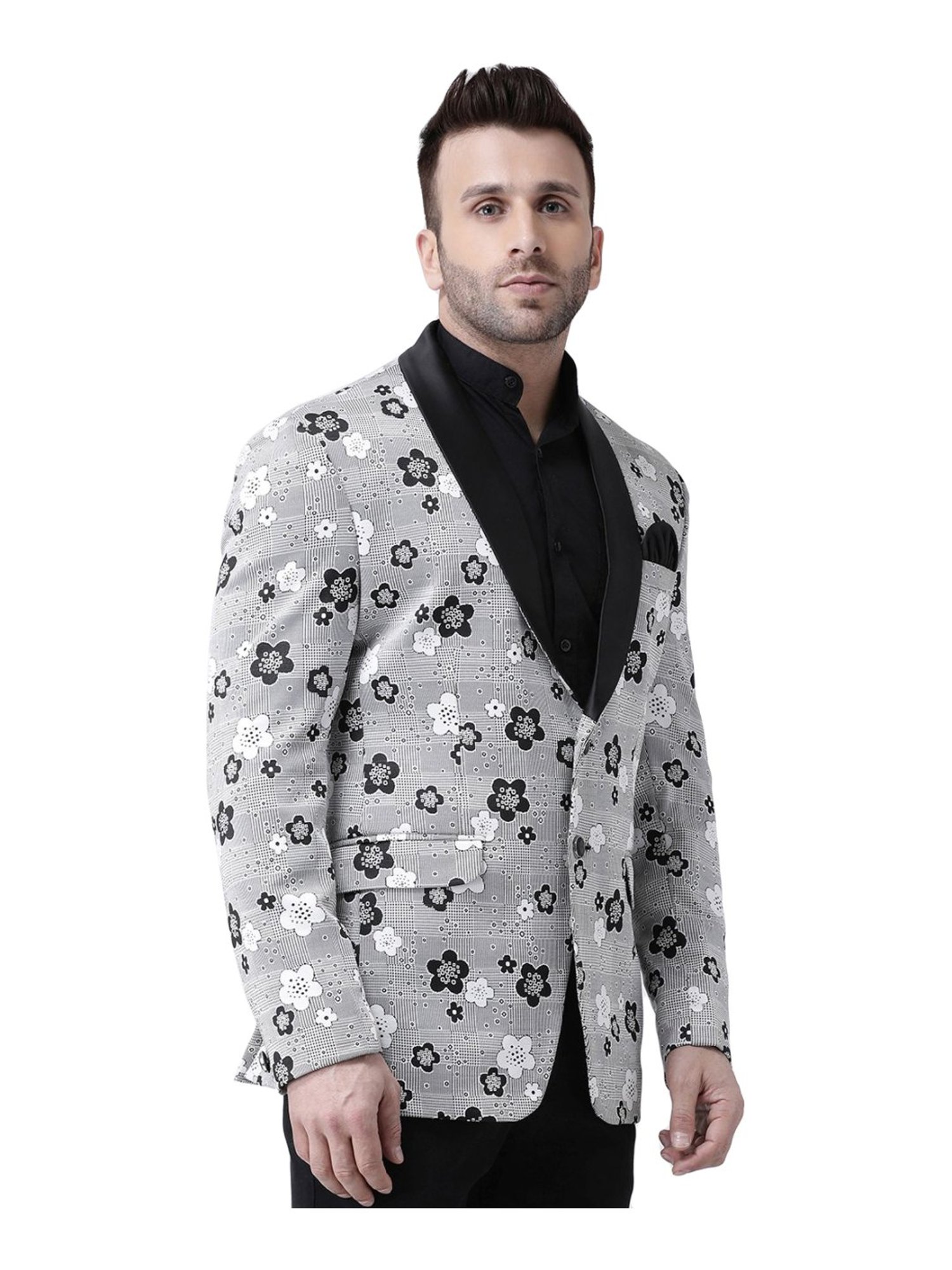 Hang Up Grey Regular Fit Jacquard Blazer