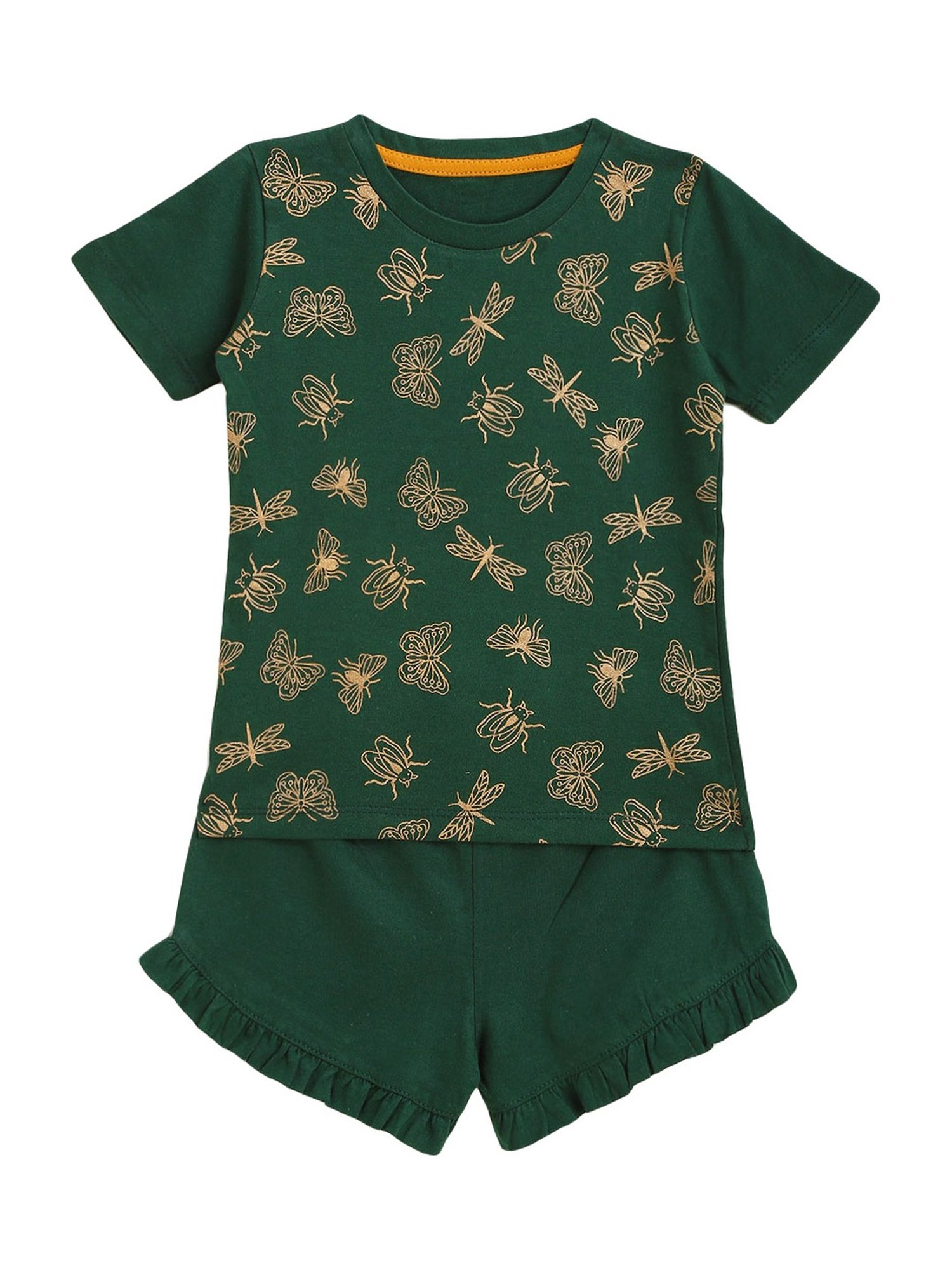 Kids Craft Bottle Green Cotton Printed T-Shirt & Shorts