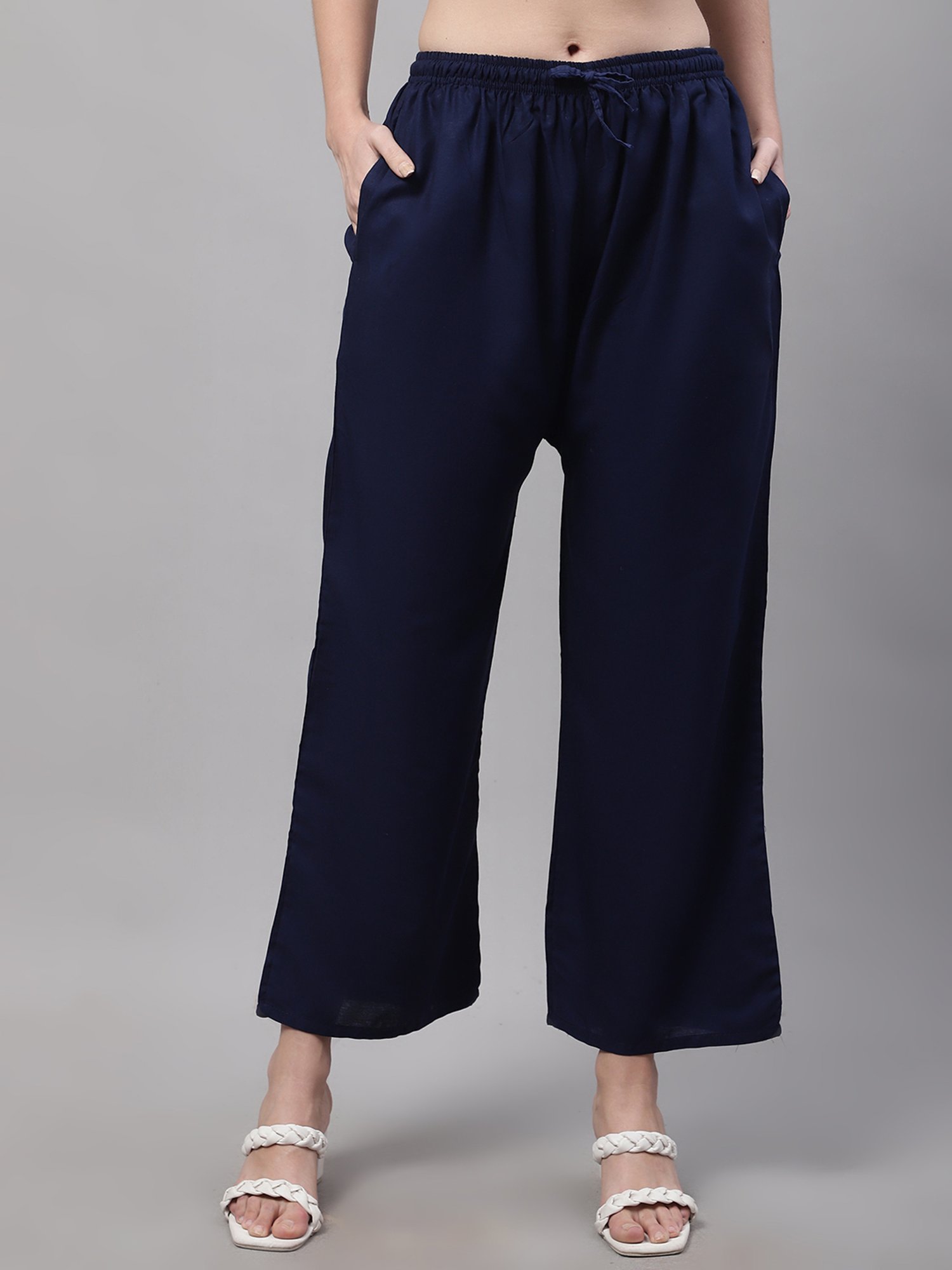 Gracit Green & Navy Rayon Palazzos - Pack of 2