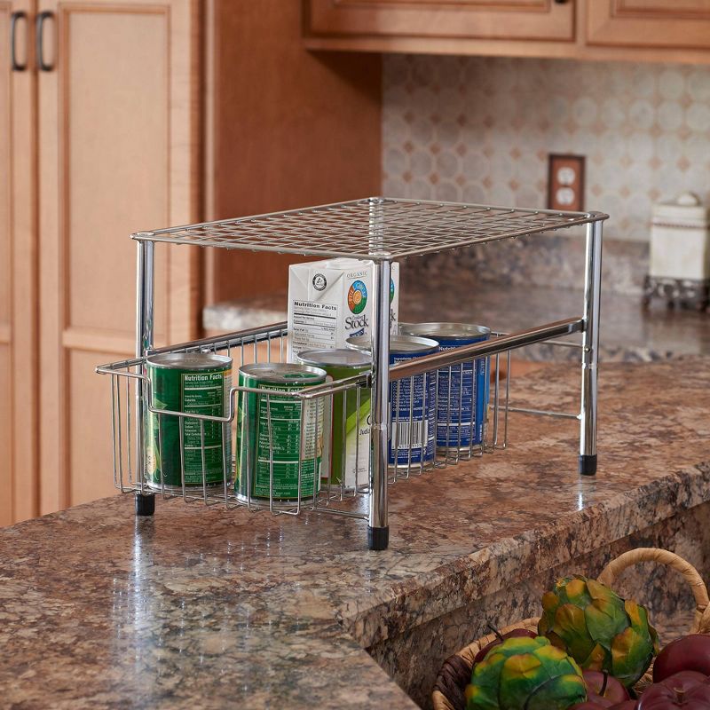 Household Essentials Single Pull-Out Basket Organizer Chrome
