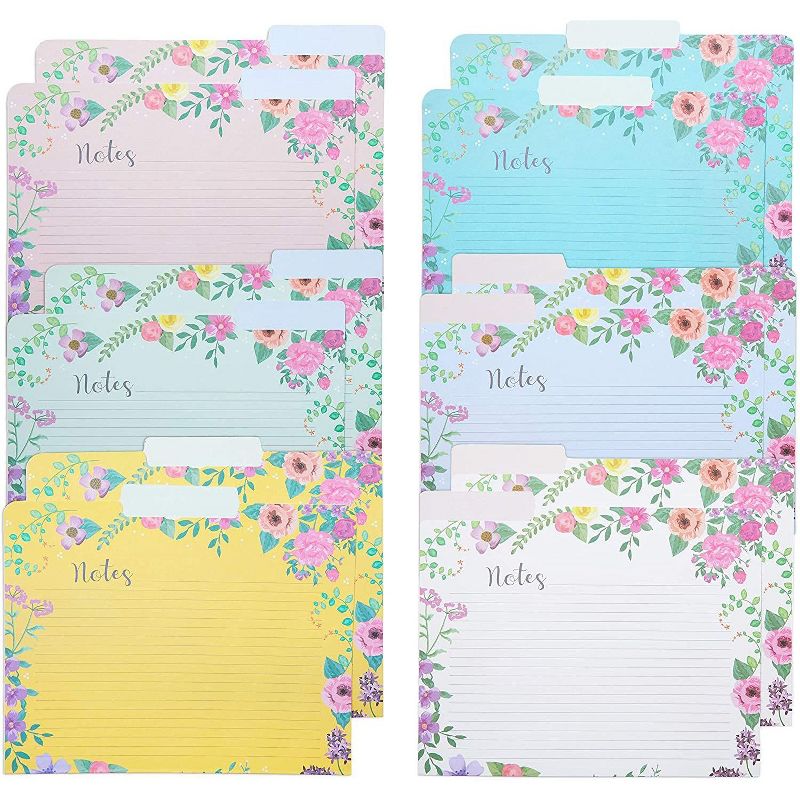 Paper Junkie 12-Pack Floral File Cabinet Folders with 1/3 Cut Tab A4 Letter Size Document 11.5 x 9 in, 6 Design
