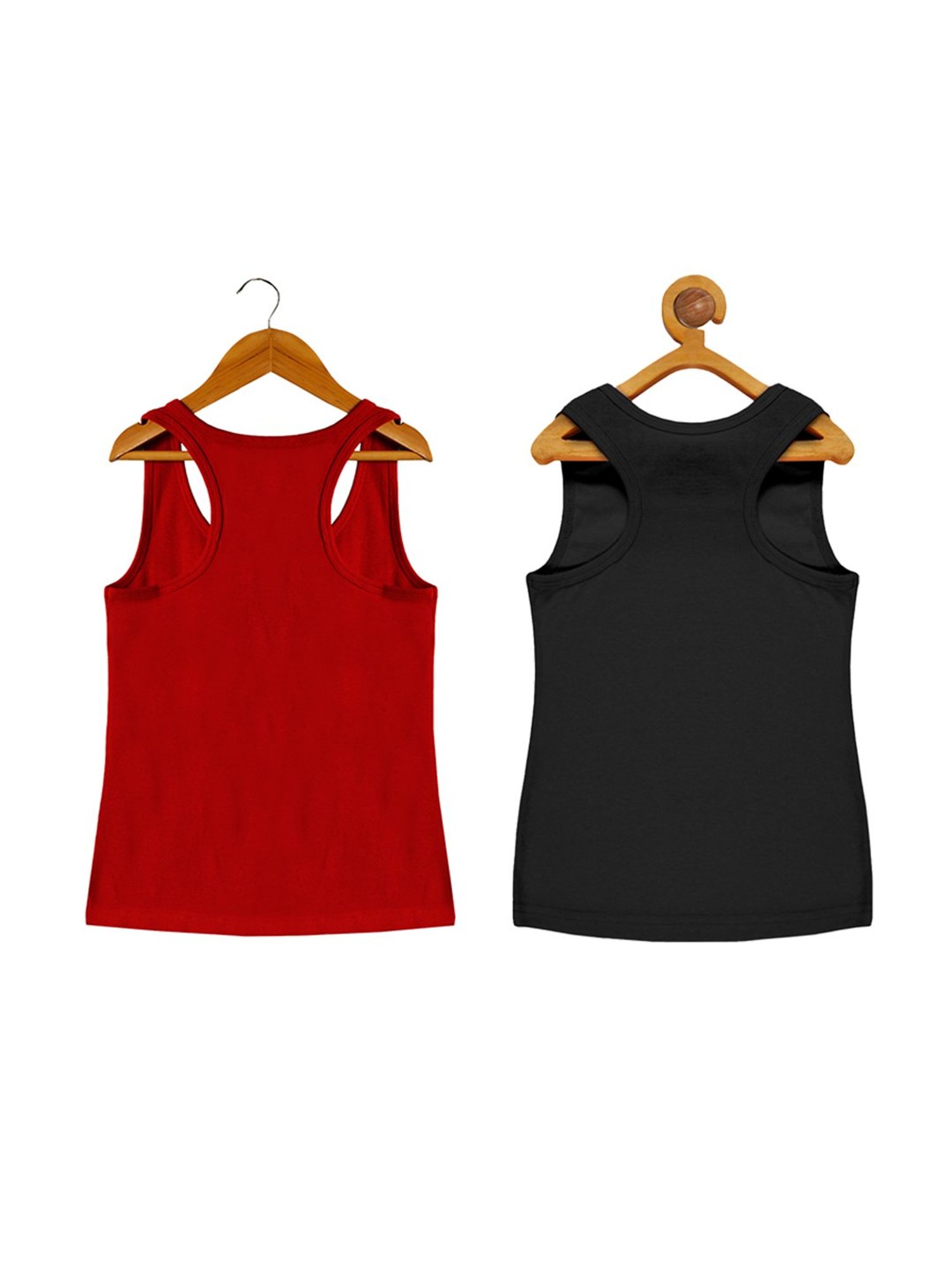 Kiddopanti Kids Black & Pink Solid Camisole (Pack Of 2)