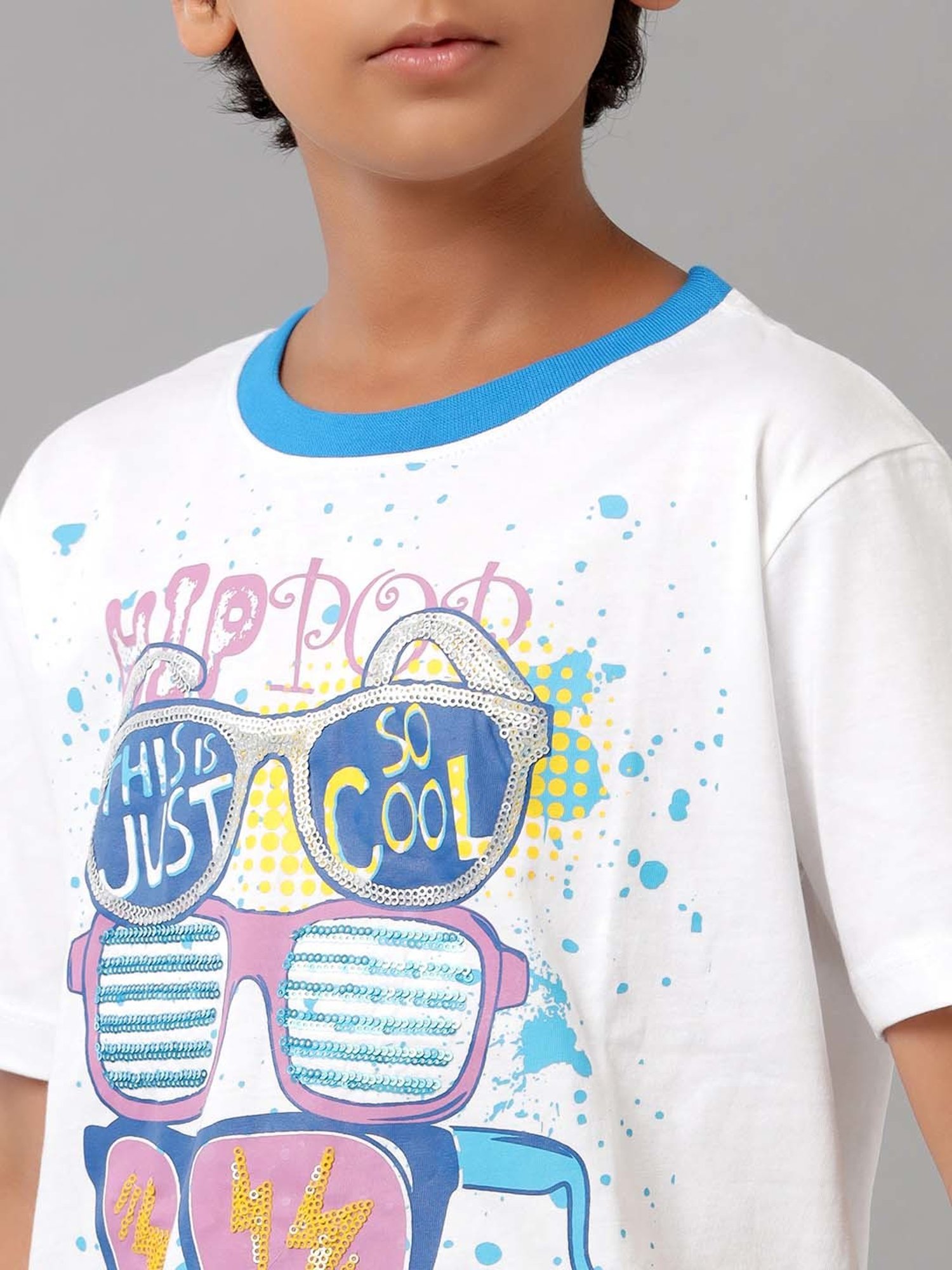 Under Fourteen Only Kids White Cotton Printed T-Shirt