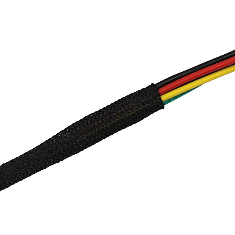 PET Expandable Sleeving Flexo Wire Cable Sleeve 13 Grass GreenBlack