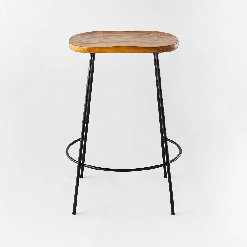 Metal Base Counter Height Barstools with Wood Seat Brown - Threshold™ designed with Studio McGee